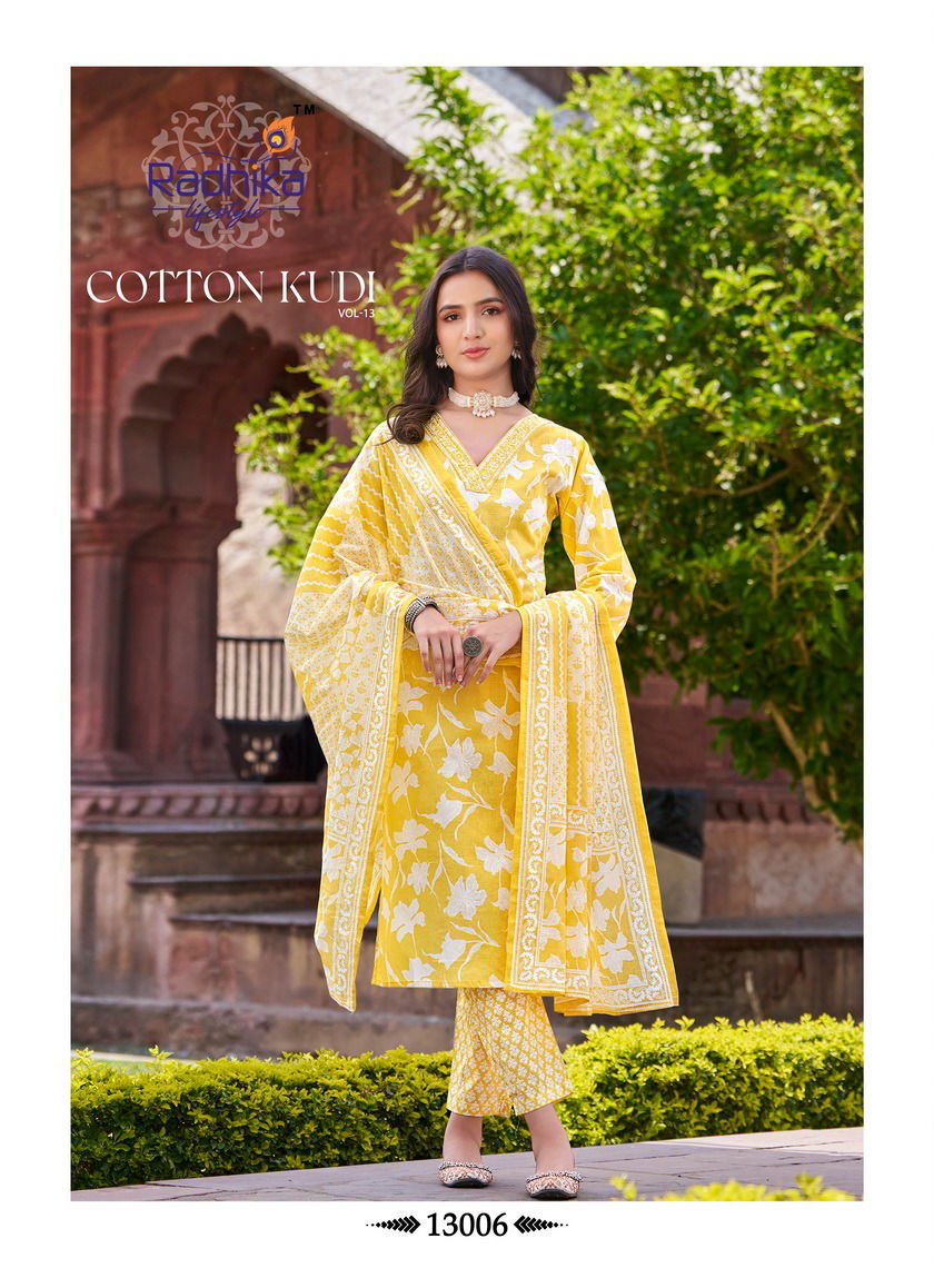 Cotton Kudi Vol 13 By Radhika Cotton Printed Kurti With Bottom Dupatta Wholesale Price In Surat

